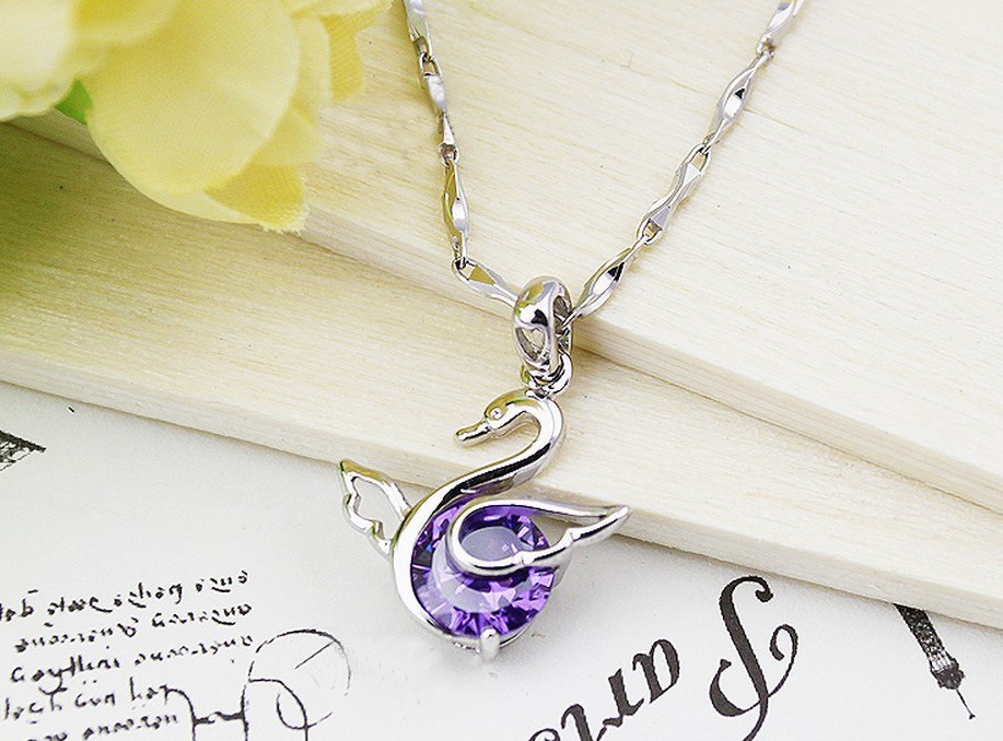 SS11040 S925 silver swan Love necklace